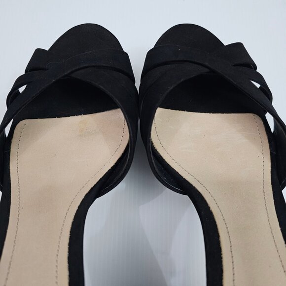 Schutz Keefa Platform Block Heel Womens 10 Black Nubuck Strappy Sandal Evening - Picture 10 of 13